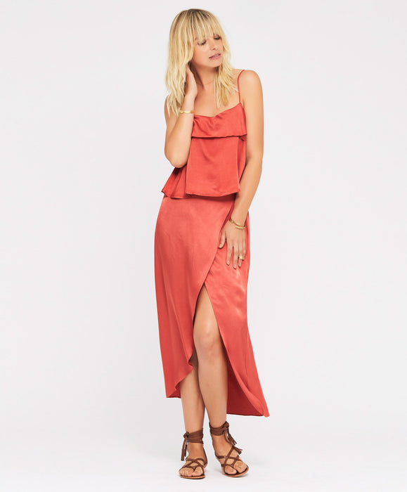 Mandola Wrap Midi Skirt - Terracotta