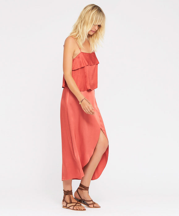 Mandola Wrap Midi Skirt - Terracotta
