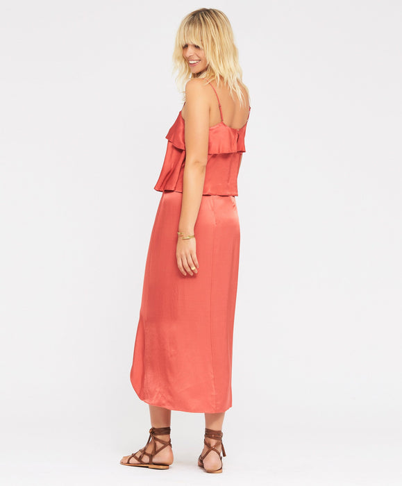 Mandola Wrap Midi Skirt - Terracotta