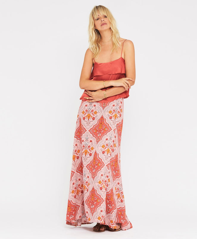 Sabine Wrap Maxi Skirt - Terracotta