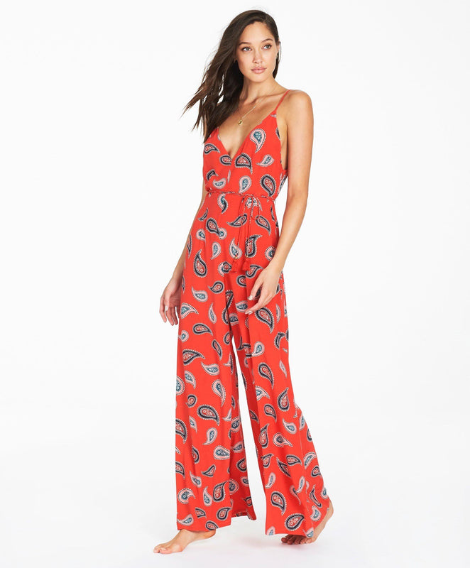Allegra Wide Leg Jumpsuit - Red
