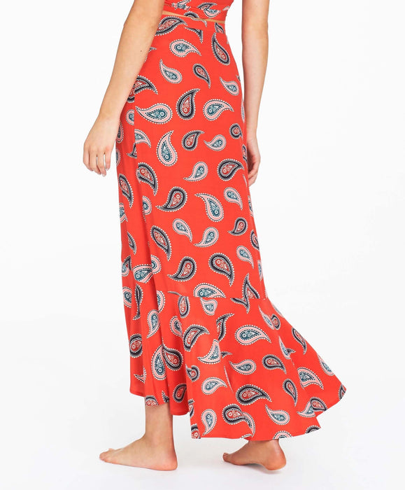 Allegra Wrap Maxi Skirt - Red