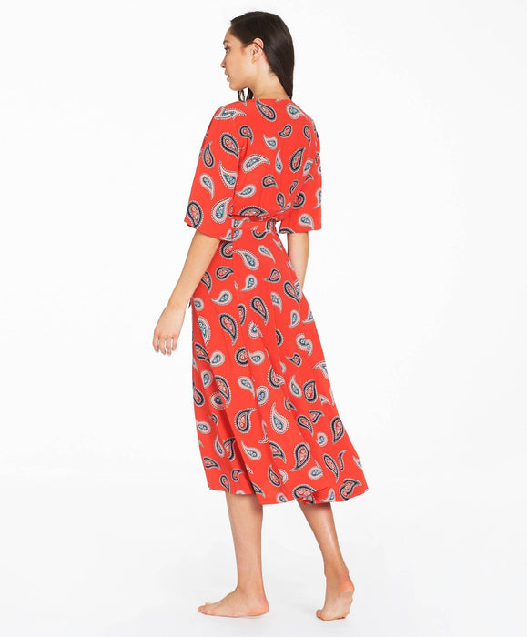 Allegra Wrap Midi Dress - Red