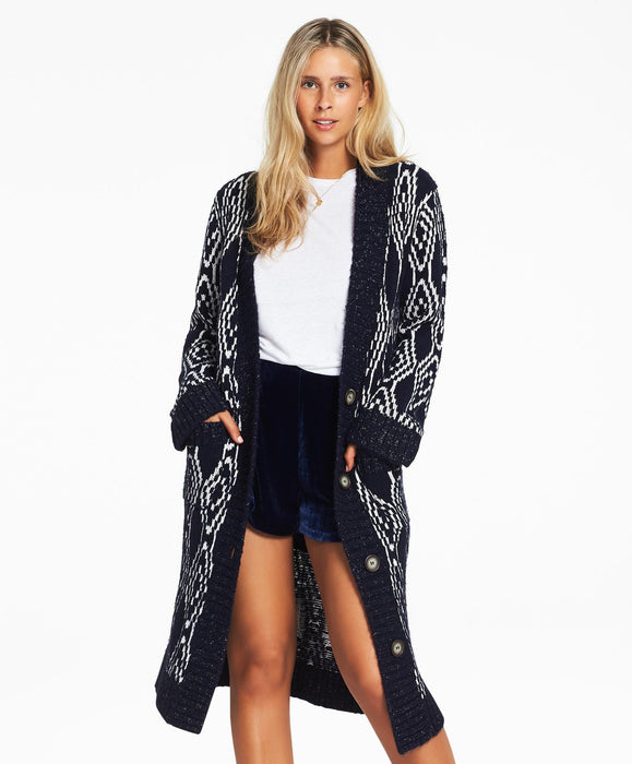 Tigerlily Audric Long Knitted Cardigan - Indigo