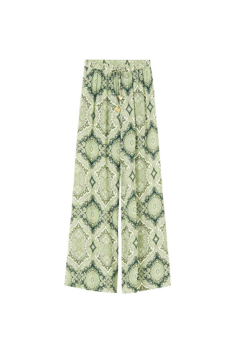 Delon Wide Leg Sheer Pant - Green