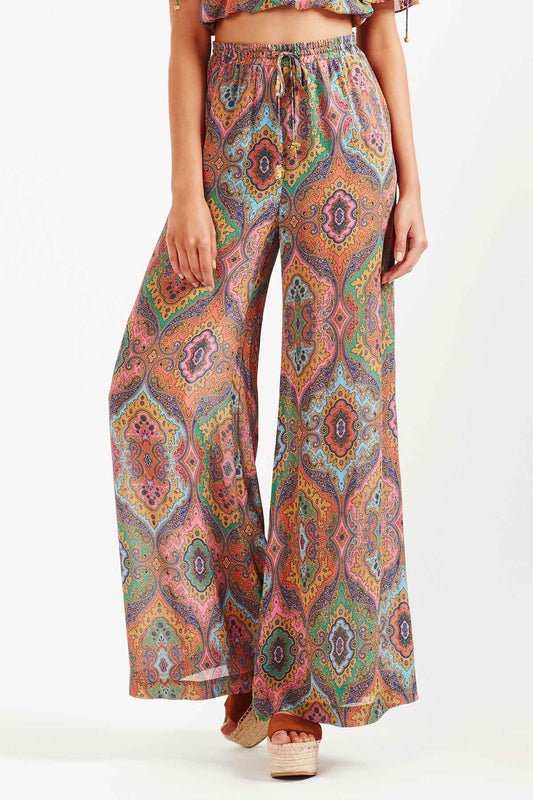 Delon Wide Leg Sheer Pant - Multi