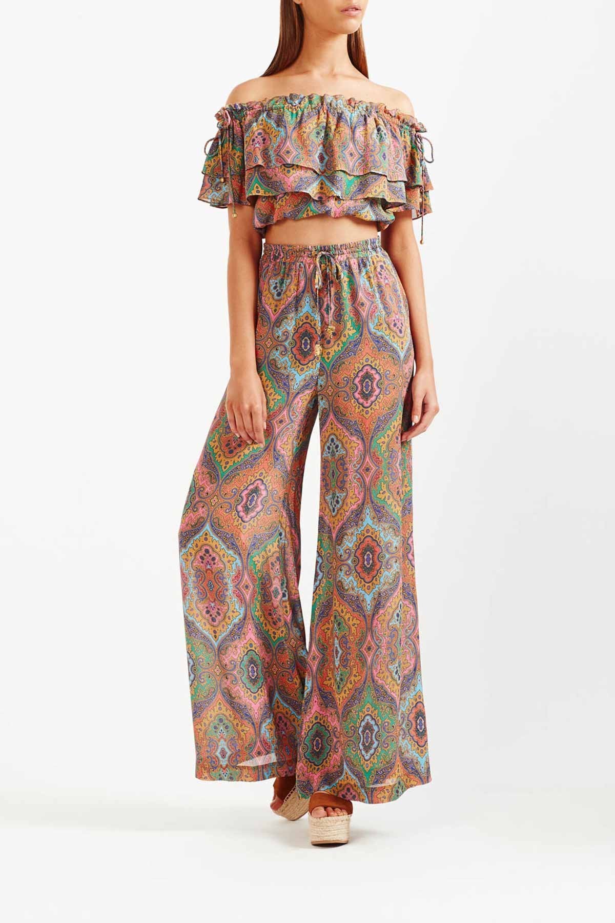 Tigerlily Delon Wide Leg Sheer Pant - Multi