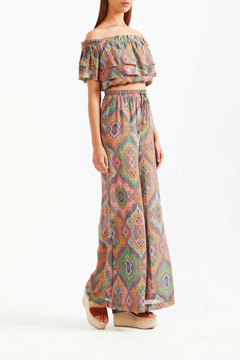 Delon Wide Leg Sheer Pant - Multi