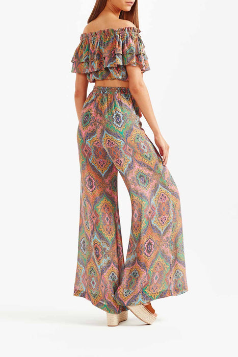 Delon Wide Leg Sheer Pant - Multi