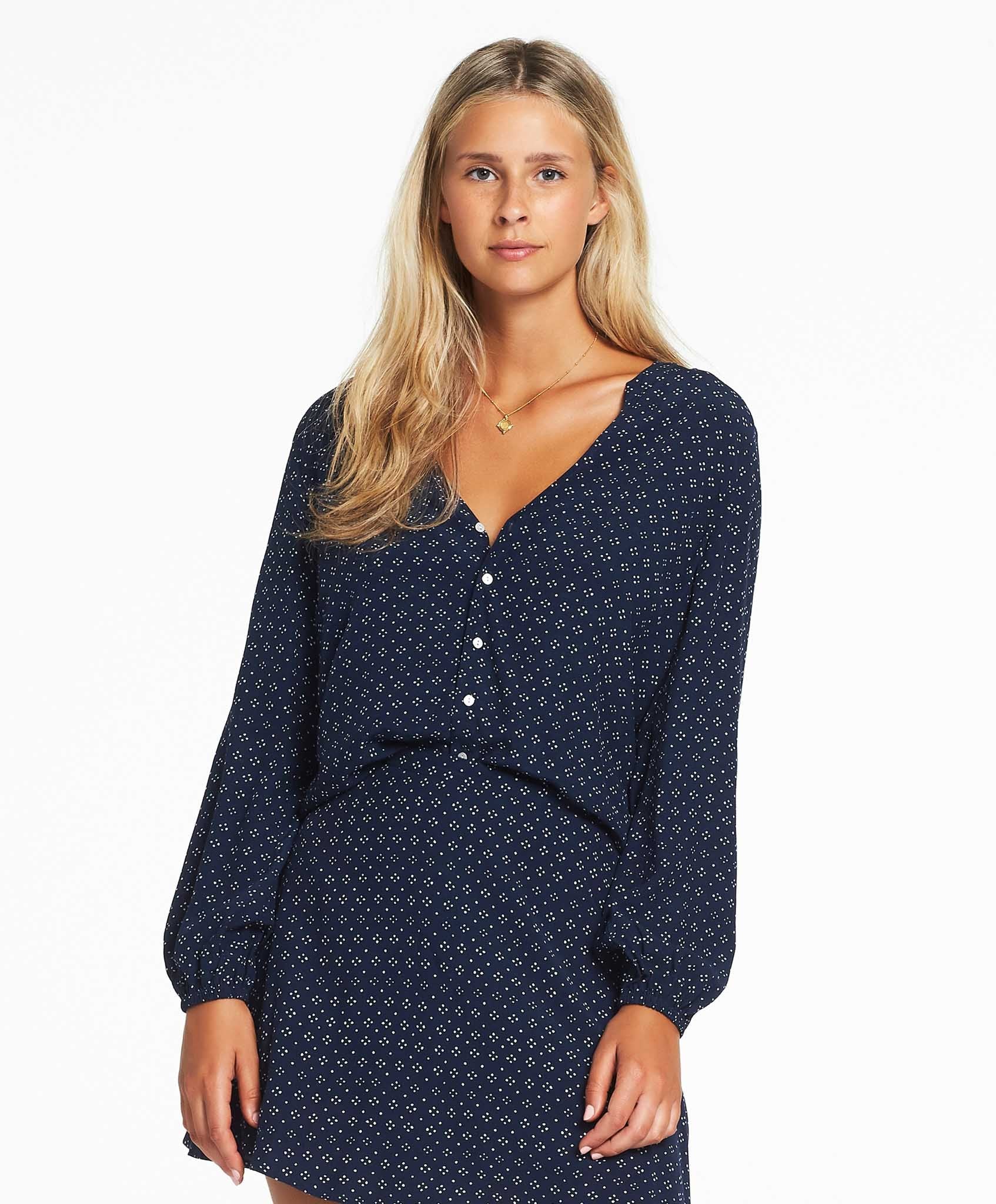Tigerlily Ditsy Paradis Blouse Top - Indigo