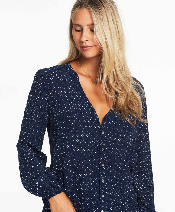 Ditsy Paradis Blouse Top - Indigo