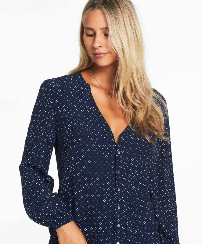 Ditsy Paradis Blouse Top - Indigo
