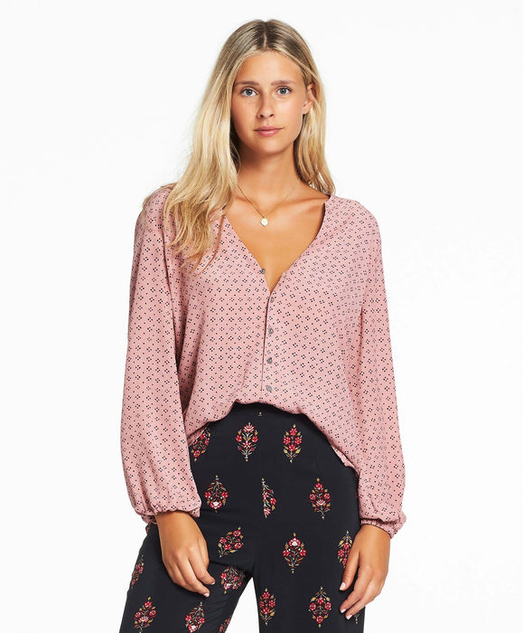 Tigerlily Ditsy Paradis Blouse Top - Rose