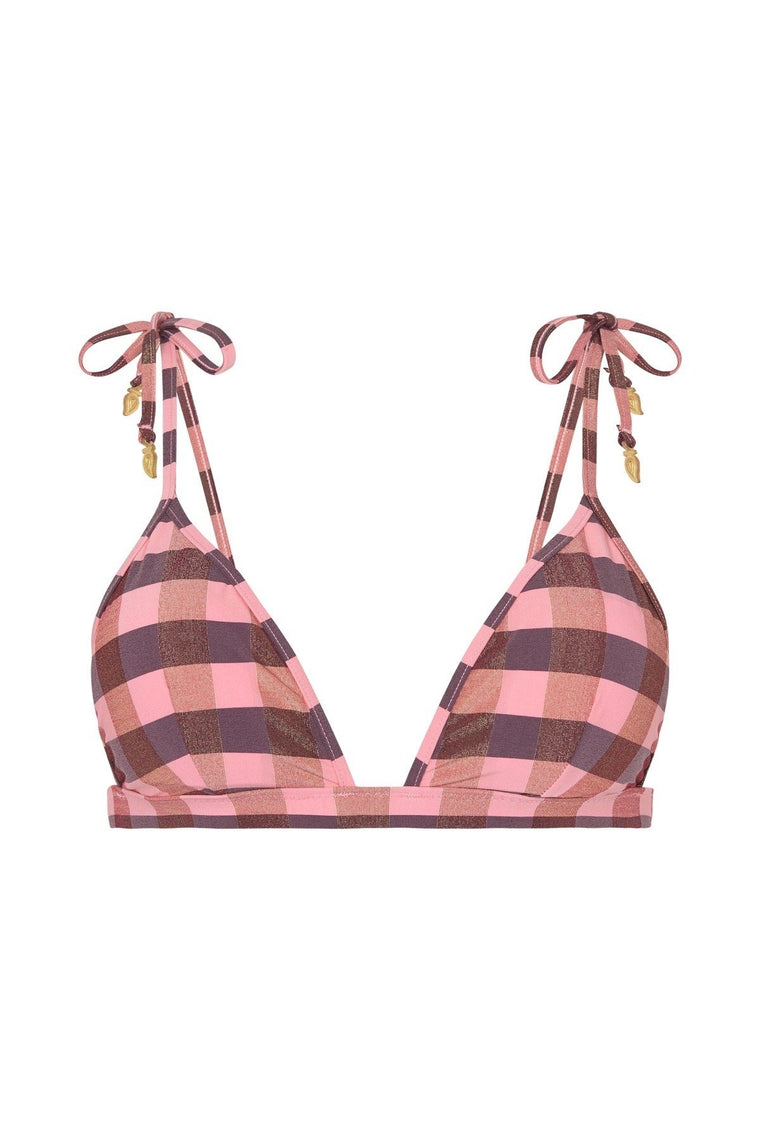 Jane Fixed Triangle Bikini Top - 60s Pink