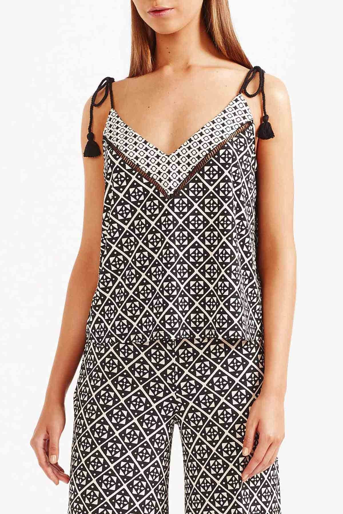 Tigerlily Karezi Cami Top - Bone/Black