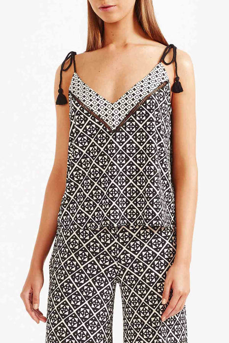 Tigerlily Karezi Cami Top - Bone/Black