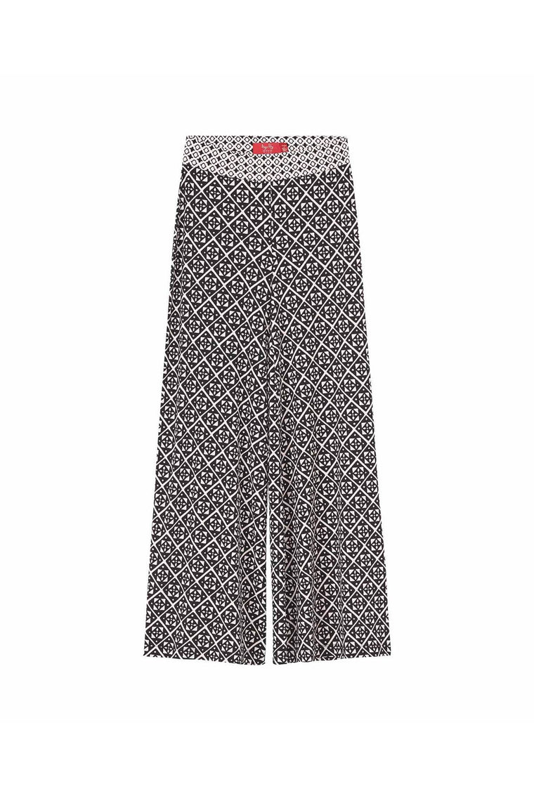 Karezi Wide Leg Pant - Bone/Black