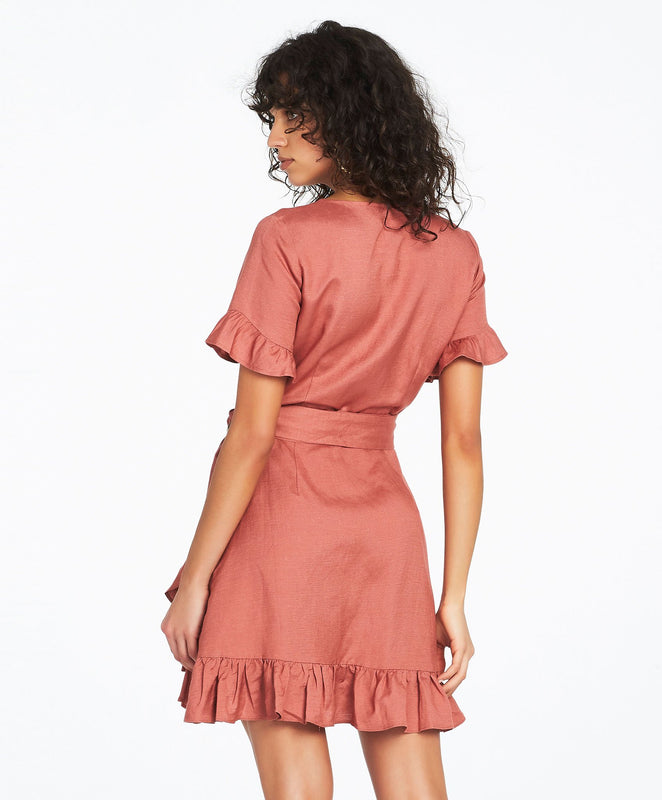 Marcella Wrap Mini Dress - Rose