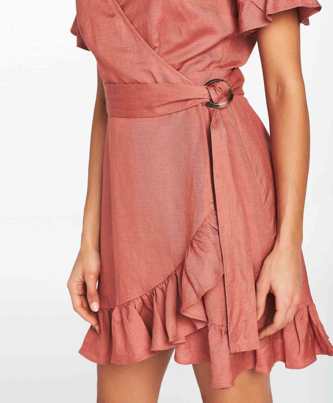 Marcella Wrap Mini Dress - Rose
