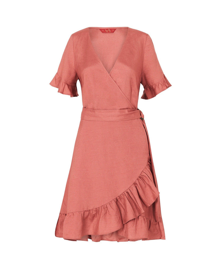 Marcella Wrap Mini Dress - Rose