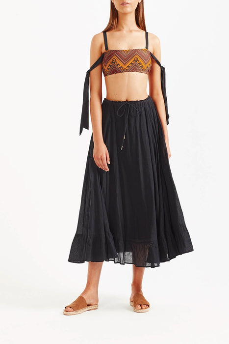 Tigerlily Marjan Ruffle Midi Skirt - Black