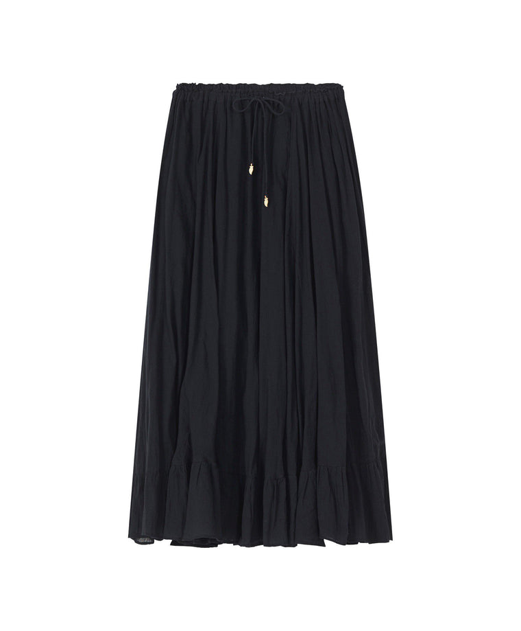 Marjan Ruffle Midi Skirt - Black