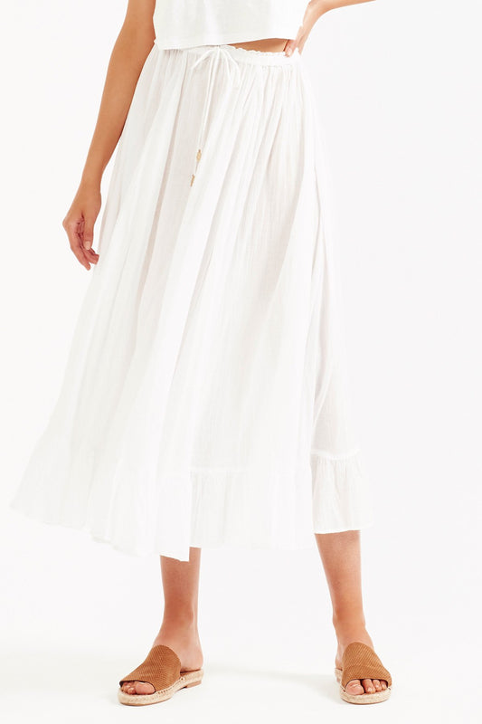 Marjan Ruffle Midi Skirt - White