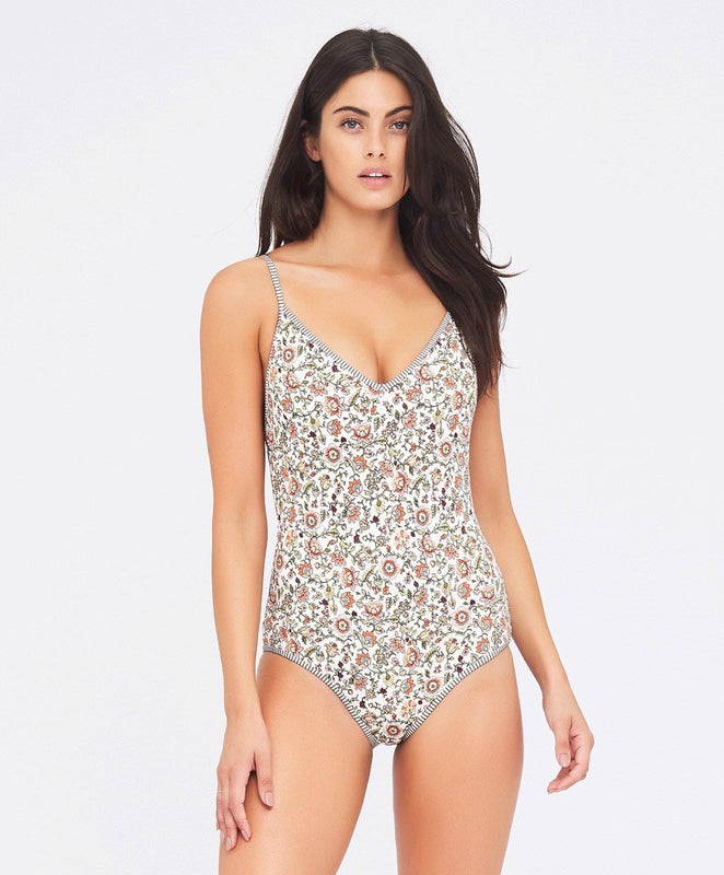 Tigerlily Marquisa Lace-Up One Piece Swimsuit - Cream