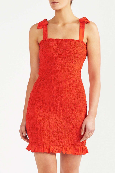 Nikita Shirred Mini Dress - Orange