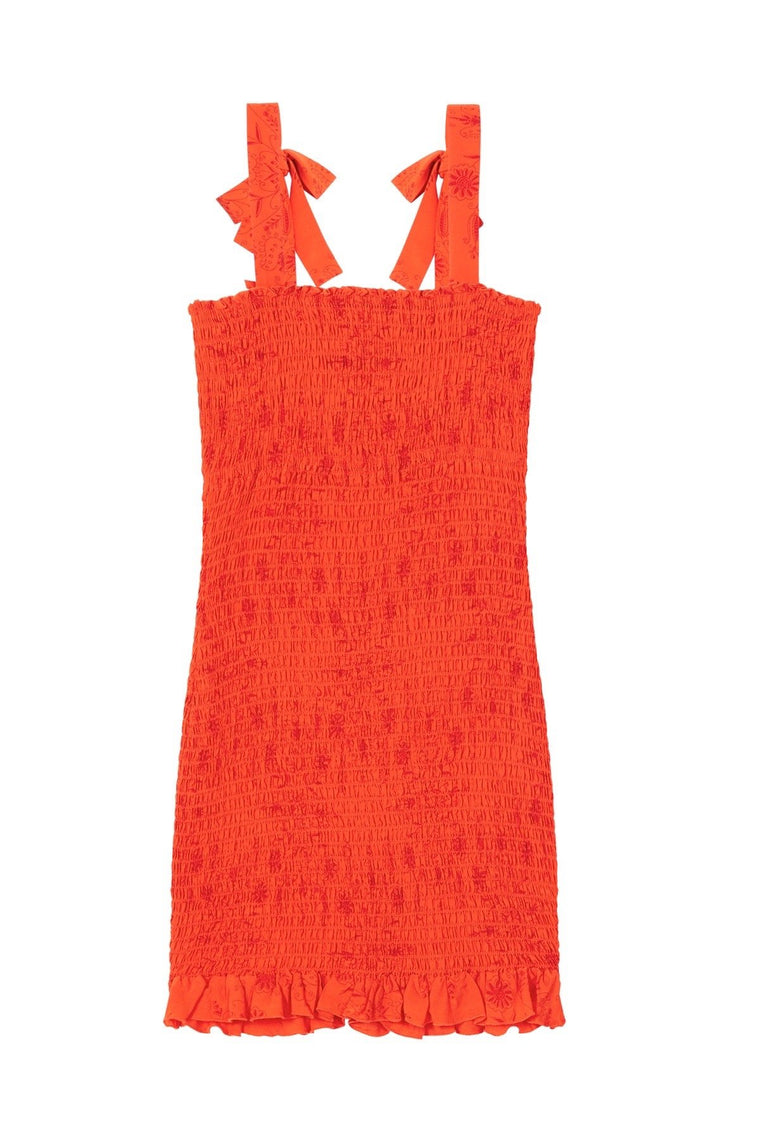 Nikita Shirred Mini Dress - Orange