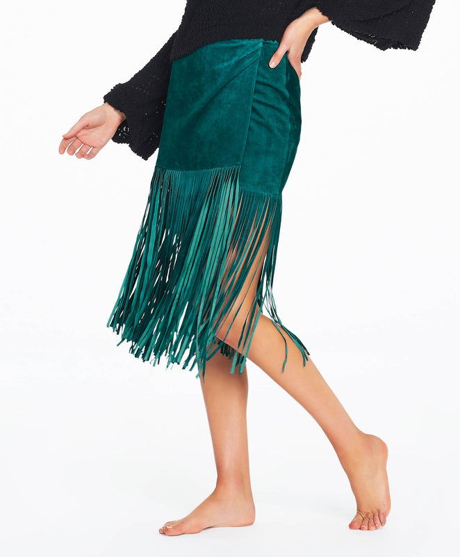 Noto Suede Midi Skirt - Emerald