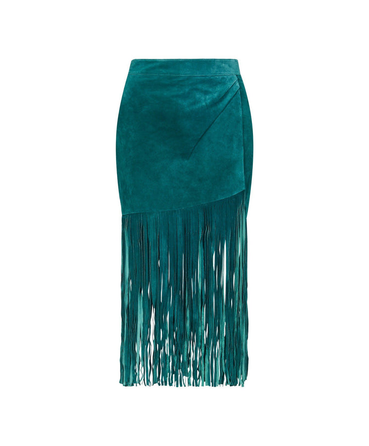 Noto Suede Midi Skirt - Emerald