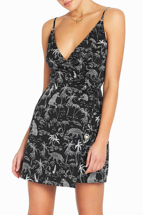 Ortygia Wrap Mini Dress - Black