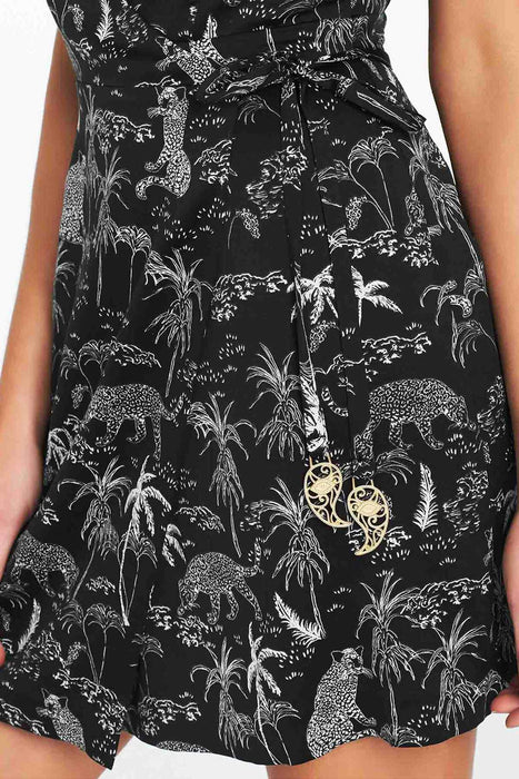 Ortygia Wrap Mini Dress - Black