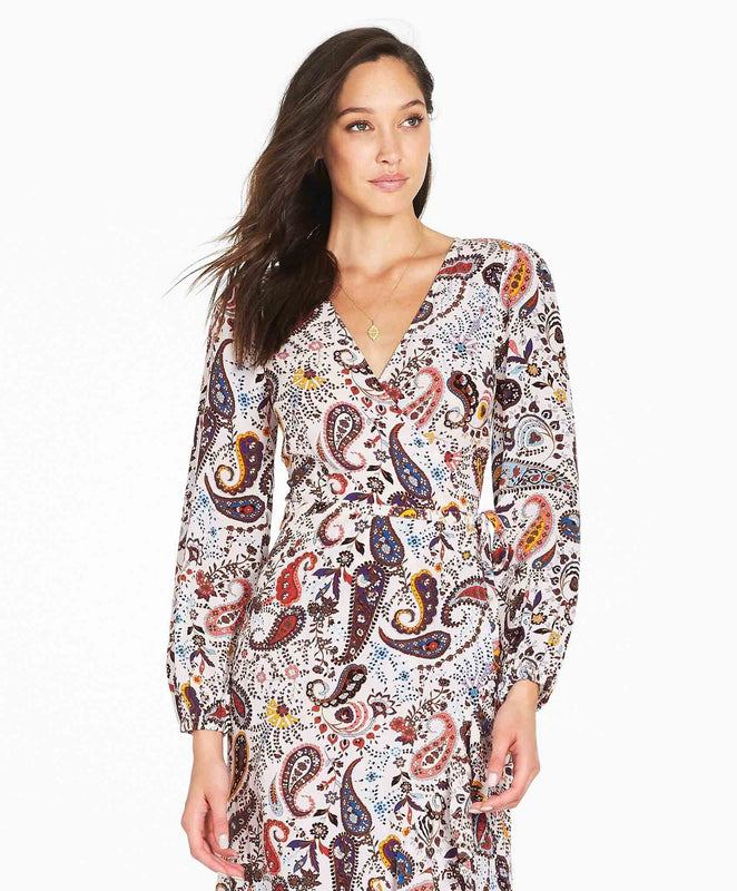 Palermo Wrap Midi Dress - Shell