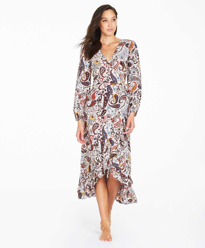 Tigerlily Palermo Wrap Midi Dress - Shell