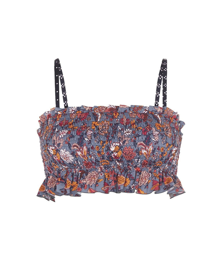 Paradis Shirred Bikini Top - Chambray