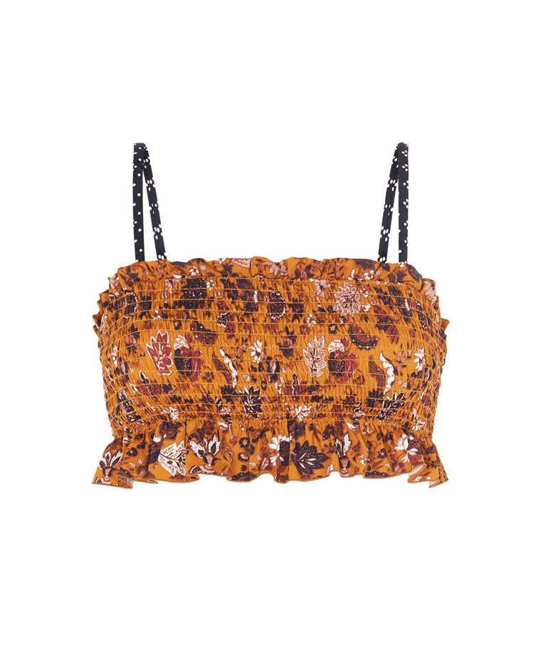 Paradis Shirred Bikini Top - Mustard