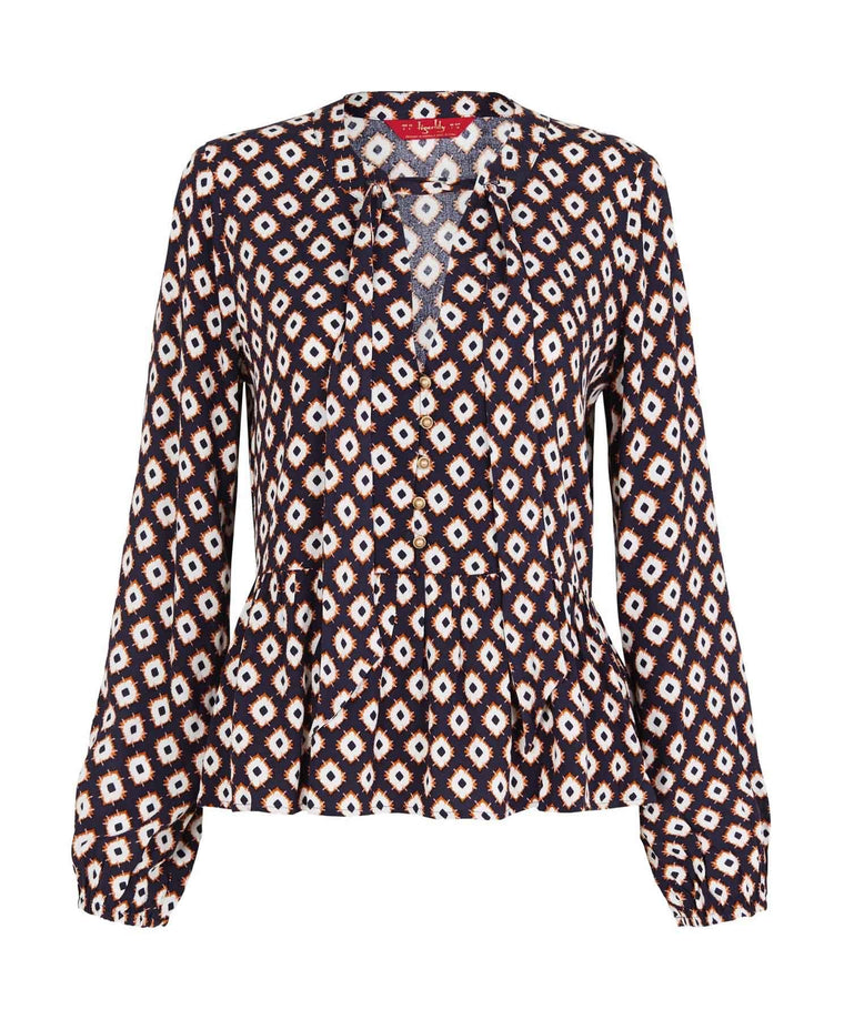Parisa Blouse Top - Indigo