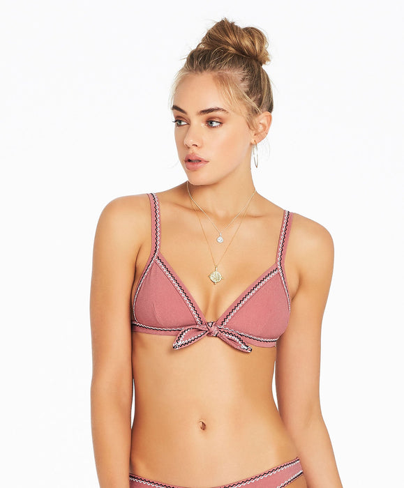 Tigerlily Rosetta Fixed Tri Bikini Top - Dusty Rose
