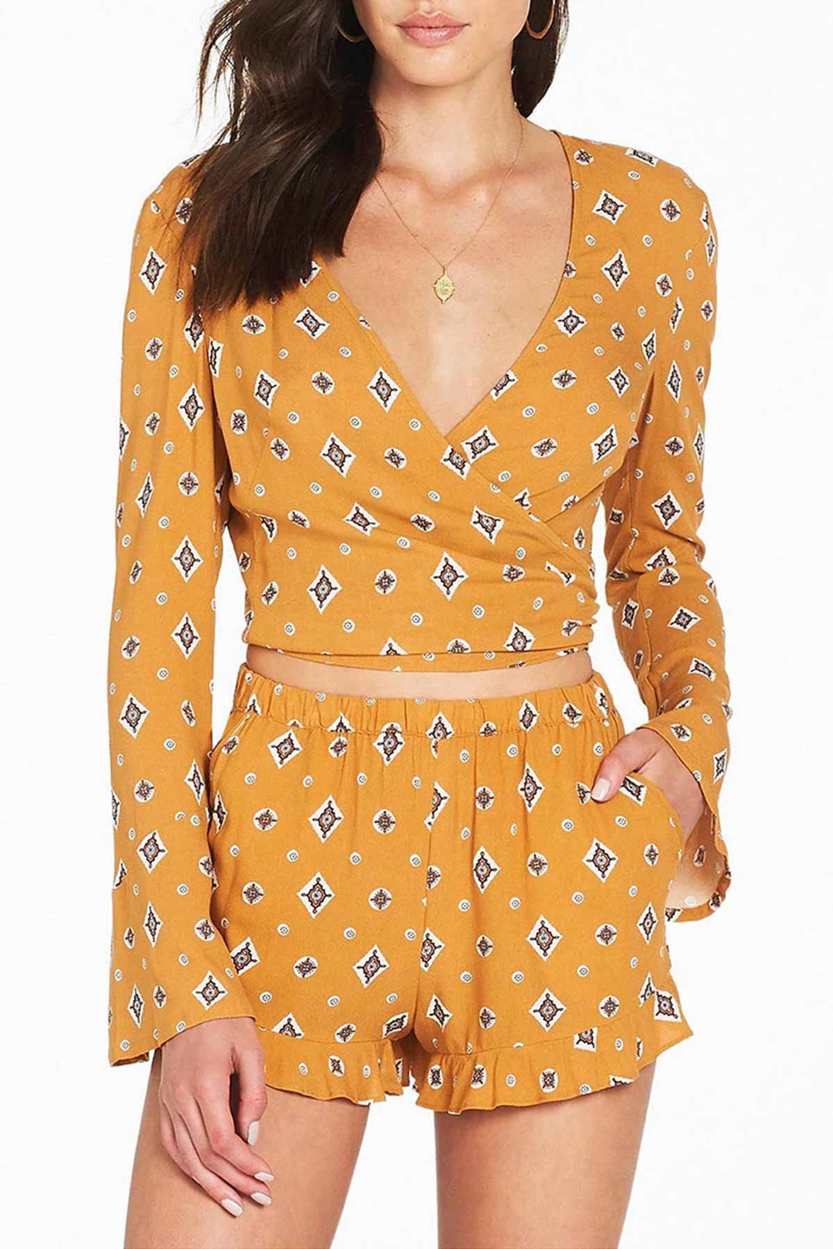 Tigerlily Sadaf Wrap Top - Mustard