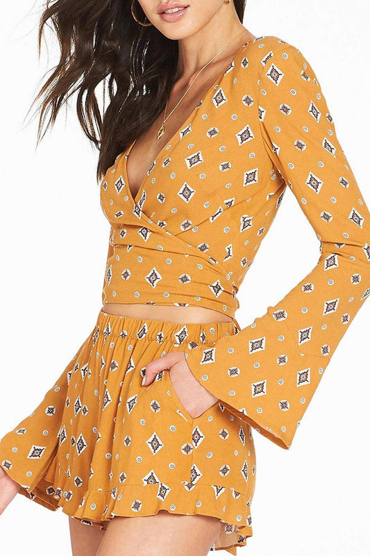 Sadaf Wrap Top - Mustard