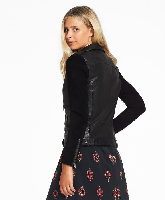 Vedette Suede-Leather Biker Jacket